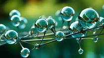 Bild von Wassertropfen mit grünem futuristischem Hintergrund. Bild von Wassertropfen mit grünem futuristischem Hintergrund.