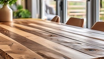 A wooden table with a nice, shining finish. A wooden table with a nice, shining finish.