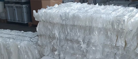 Polyethylene/polyamide composite packaging before recycling