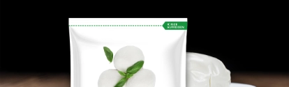 Product shot of a mozzarella cheese packaging