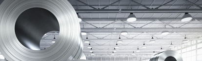 3d rendering roll of steel sheet in factory