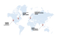 A world map showing the production sites for plasticizers.